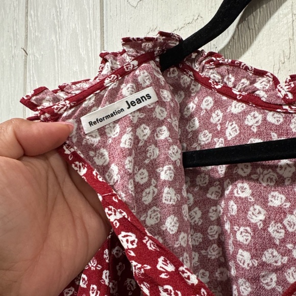 Reformation Burgundy Floral Mini Dress - Picture 5 of 8